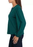 Women's Long Sleeve Popover Blouse