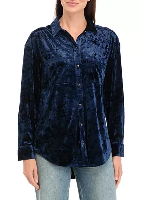 Women's Velour Button Down Shirt