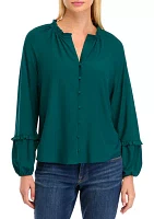 Women's Solid V-Neck Blouse