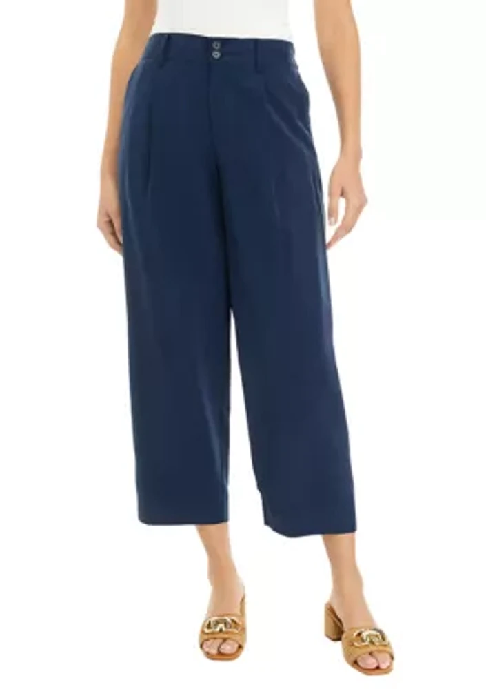 Women's High Rise Pleated Cropped Trousers