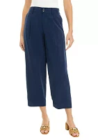 Women's High Rise Pleated Cropped Trousers