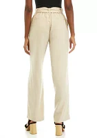 Petite High Rise Belted Wide Leg Pants