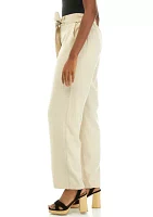 Petite High Rise Belted Wide Leg Pants