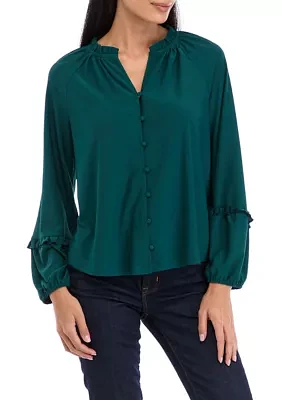 Petite Split Neck Blouse