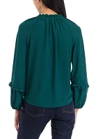 Petite Split Neck Blouse