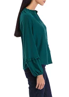 Petite Split Neck Blouse