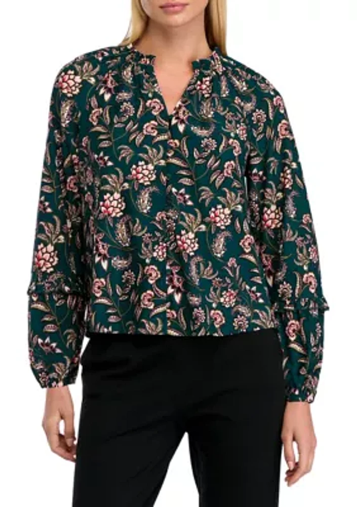 Petite Blouson Sleeve Floral Top