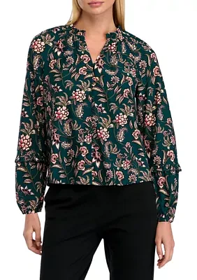 Petite Blouson Sleeve Floral Top