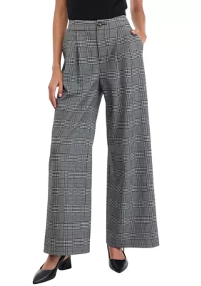 Petite High Rise Pleat Front Wide Leg Pants