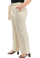 Plus High Rise Belted Wide Leg Pants