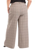 Plus High Rise Extended Tab Plaid Trouser Pants