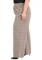 Plus High Rise Extended Tab Plaid Trouser Pants