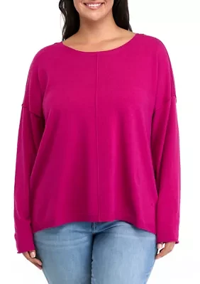 Plus Seamed Front Solid Sweater