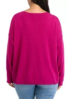 Plus Seamed Front Solid Sweater