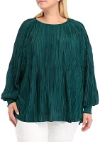 Plus Knit Plisse Blouse