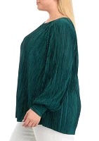 Plus Knit Plisse Blouse