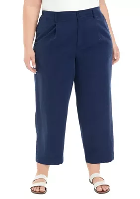 Plus High Rise Pleated Pants