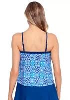 Tile Treasure Scarf Hem Tankini Swim Top