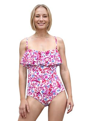 Sweet Blossoms Ruffle Bandeau One Piece Swimsuit