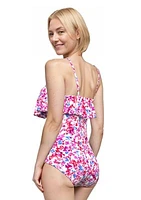 Sweet Blossoms Ruffle Bandeau One Piece Swimsuit