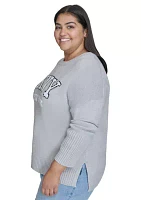 Plus Varsity Grey Logo Relaxed Sweater