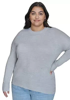 Plus Pearl Grey Rhinestone Curve Relaxed Sweater