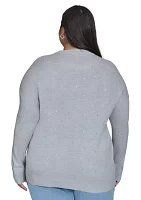 Plus Pearl Grey Rhinestone Curve Relaxed Sweater