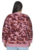 Plus Sequin Camo Crew Neck Pullover