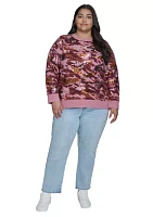 Plus Sequin Camo Crew Neck Pullover