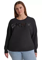 Plus Dolman Sleeve Sequin Logo Sweater