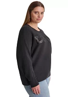 Plus Dolman Sleeve Sequin Logo Sweater