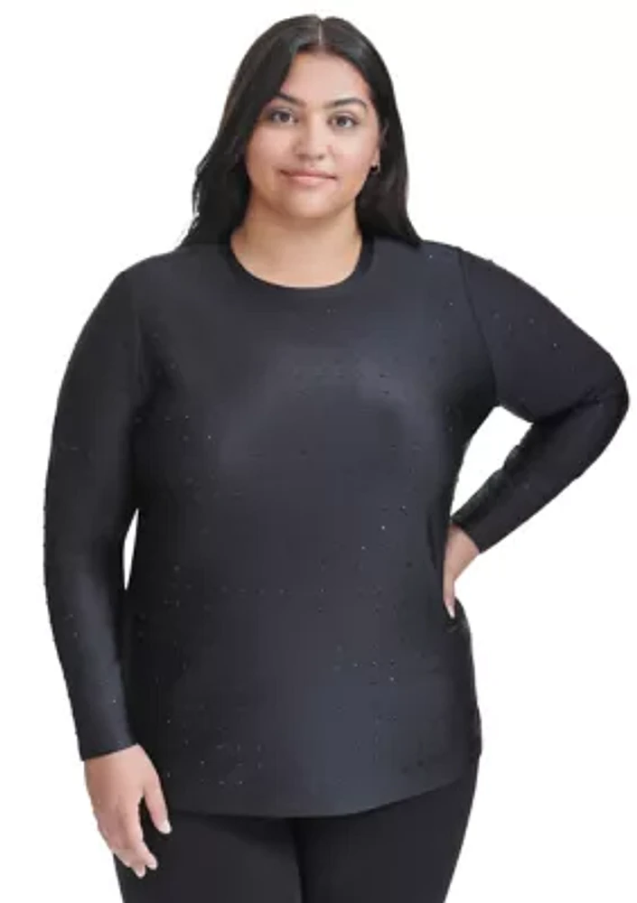 Plus Long Sleeve Studded T-Shirt