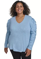 Plus Ruched Long Sleeve Top