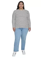 Plus Long Puff Sleeve Striped Top