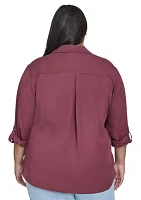 Plus Button Front Blouse