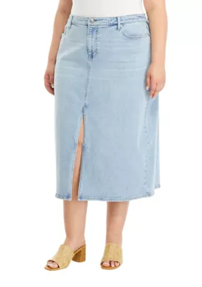 Plus Denim Midi Skirt