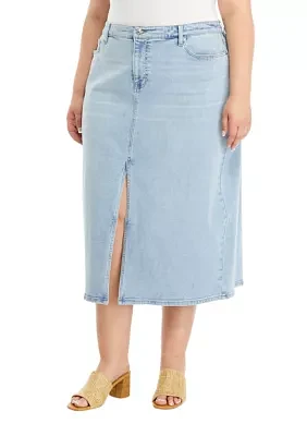 Plus Denim Midi Skirt