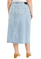 Plus Denim Midi Skirt