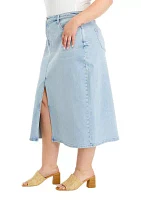 Plus Denim Midi Skirt