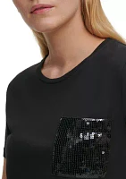 Short Sleeve Sequin Pocket T-Shirt