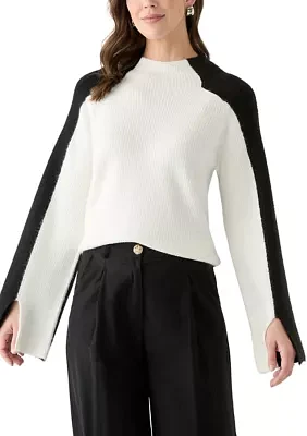 Women's Funnel Neck Color Block Sweater