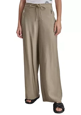 Women's Wide Leg Drapey Twill Pants