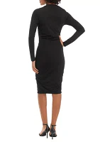 Women's Long Sleeve Twist Front Dress