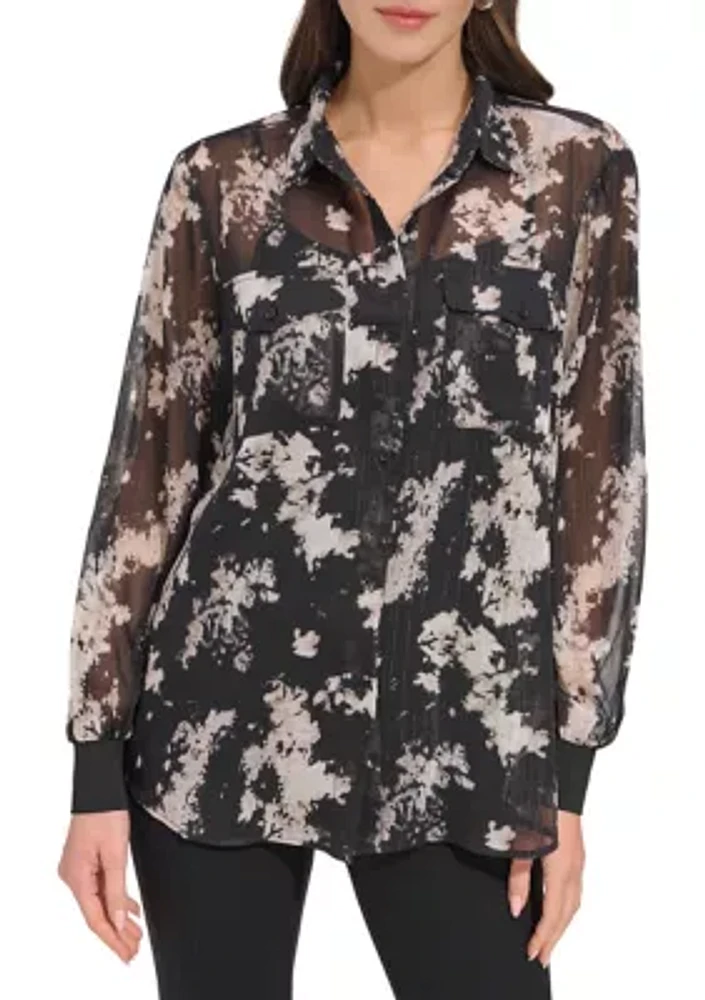 Women's Printed Pocket Blouse