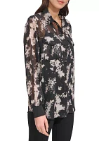 Women's Printed Pocket Blouse