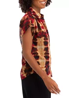 Women's Short Sleeve Tie Dye Camp Shirt