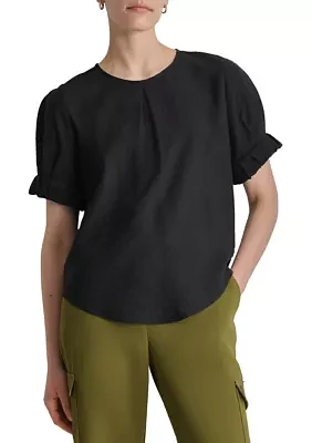 Women's Short Sleeve Pleat Front Blouse