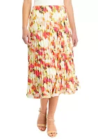 Women's Pleated Floral Midi Skirt