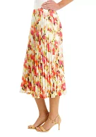 Women's Pleated Floral Midi Skirt