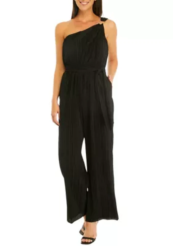 Women's One Shoulder Pleated Jumpsuit